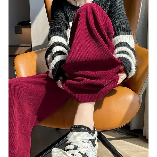 Women's Chic High Waist Straight Leg Trousers - Slim Fit Elegant Pants for Women