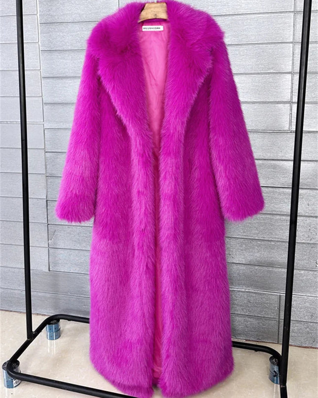Women's Faux Fur Coat – Luxury Elegant Loose Fit Coat