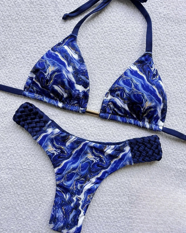 Women's Halter Mini Thong High-Cut Bikini Swimsuit -