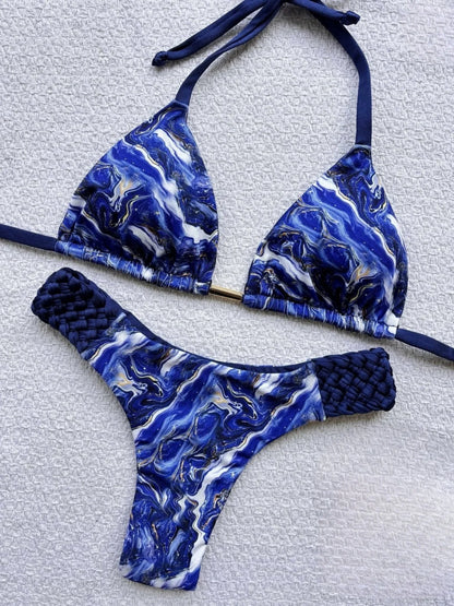 Women's Halter Mini Thong High-Cut Bikini Swimsuit -