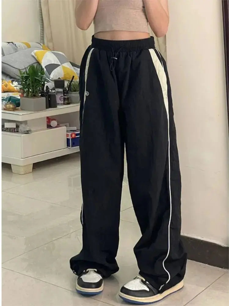 Women's Retro Loose-Fit Drawstring Casual Joggers - Wide Leg Fit