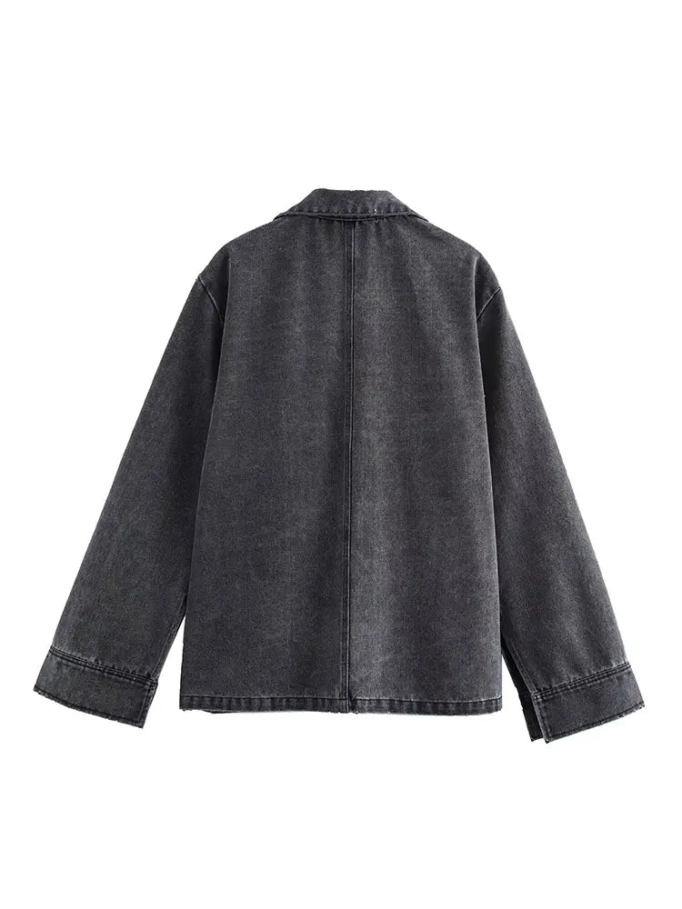 Women’s Two-Piece Sweater Set with Turn-Down Collar & High-Waist Drawstring Pants