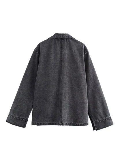 Women’s Two-Piece Sweater Set with Turn-Down Collar & High-Waist Drawstring Pants