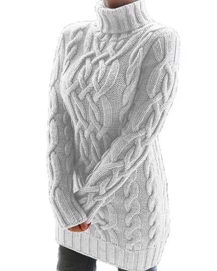 Women's Thick Turtleneck Sweater Dress - Long Sleeve Knitted Dress for Women