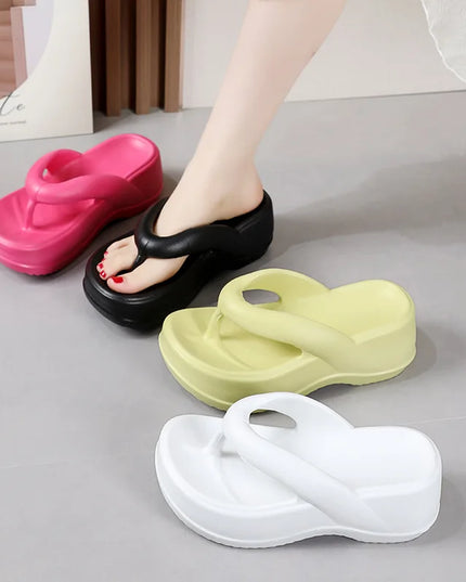 Women's Platform Flip Flops – Soft Sole EVA Slippers with Non-Slip Grip, Comfortable Slides