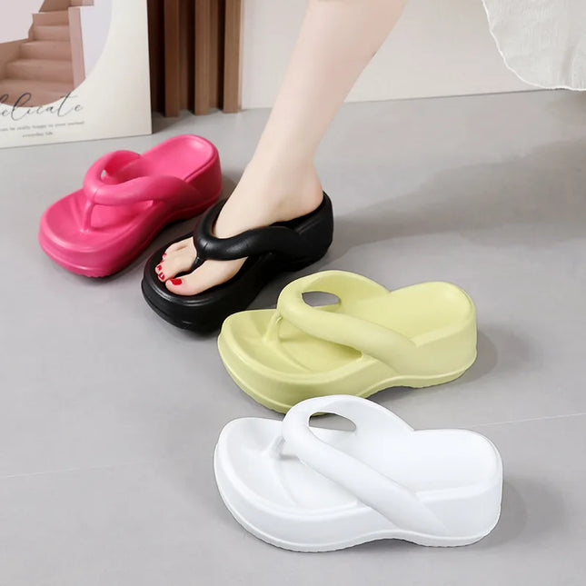 Women's Platform Flip Flops – Soft Sole EVA Slippers with Non-Slip Grip, Comfortable Slides