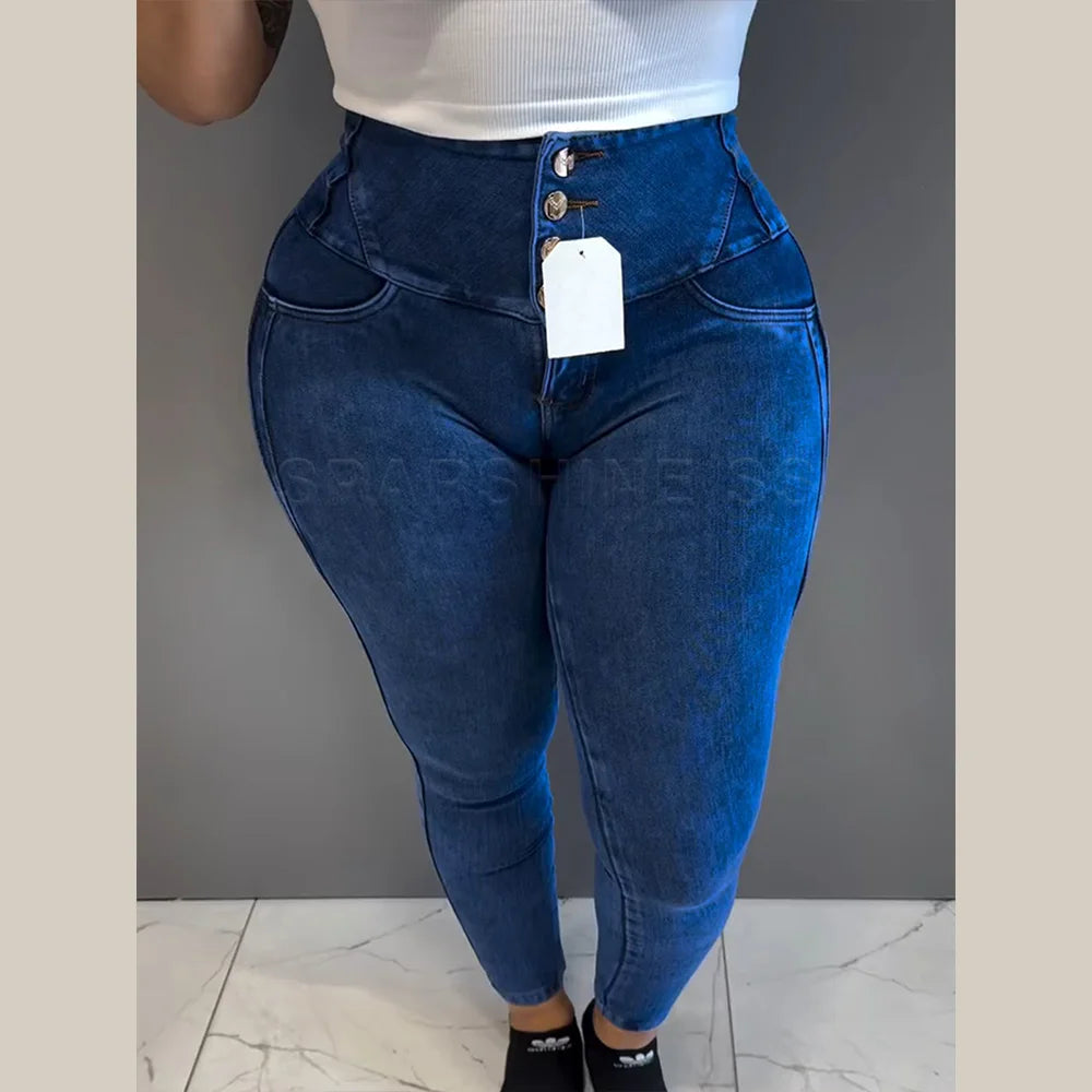 High Waist Light Wash Skinny Jeans for Women - Stretch Pencil Pants for a Slim Fit