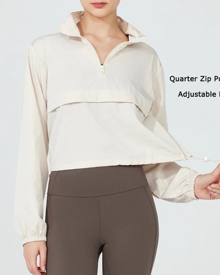 Women's Lightweight Waterproof Athletic Quarter Zip Jacket – Breathable & Sporty Women's Sportswear Outerwear