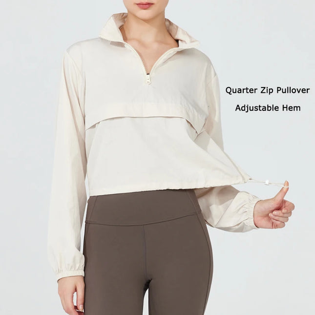 Women's Lightweight Waterproof Athletic Quarter Zip Jacket – Breathable & Sporty Women's Sportswear Outerwear