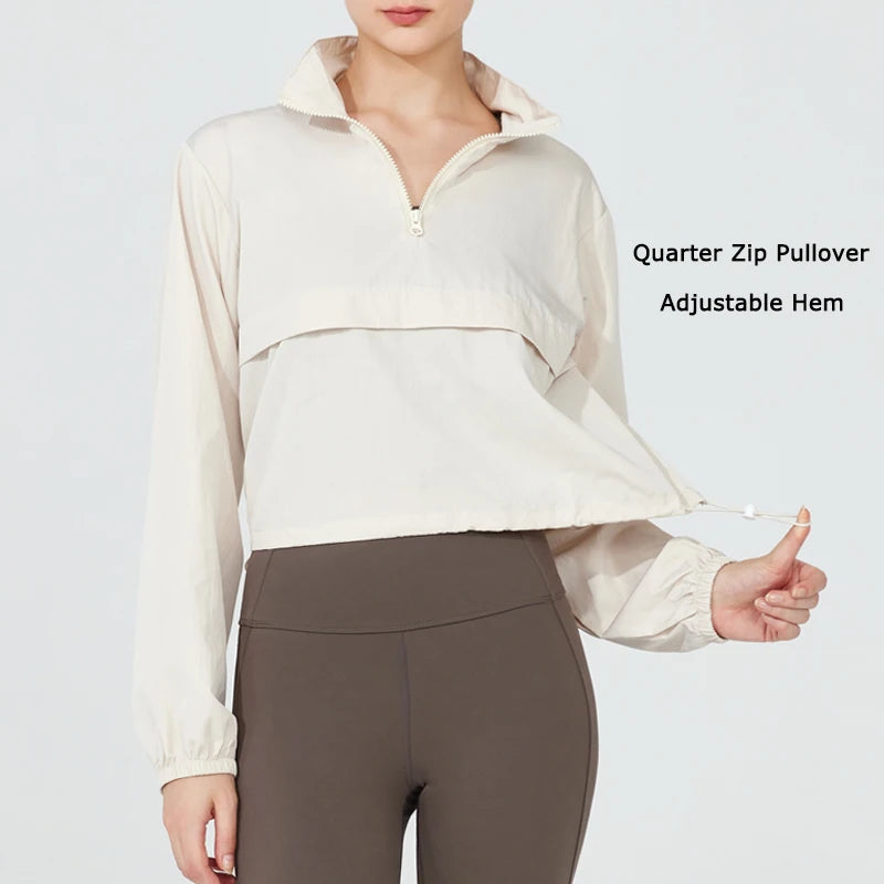 Women's Lightweight Waterproof Athletic Quarter Zip Jacket – Breathable & Sporty Women's Sportswear Outerwear