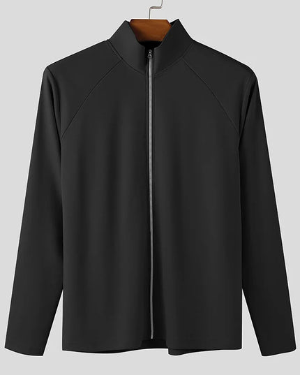 Incerun Men's Slim Fit Turtleneck Long Sleeve Zipper Jacket