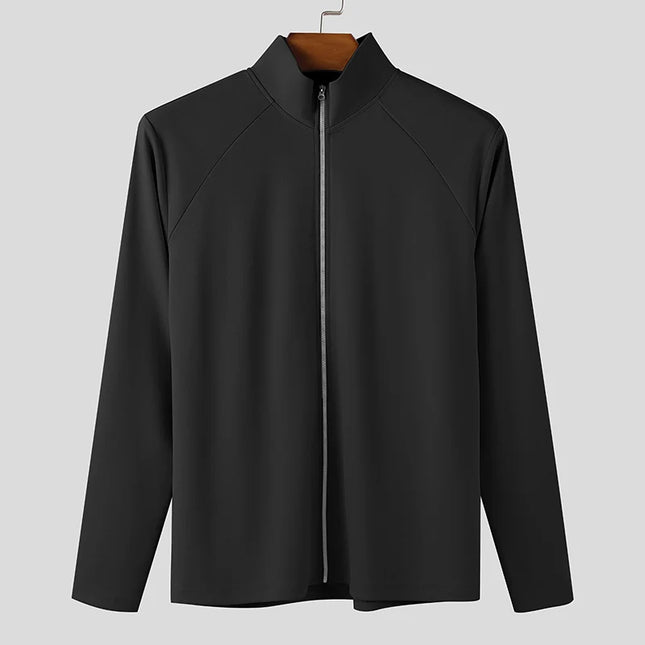 Incerun Men's Slim Fit Turtleneck Long Sleeve Zipper Jacket
