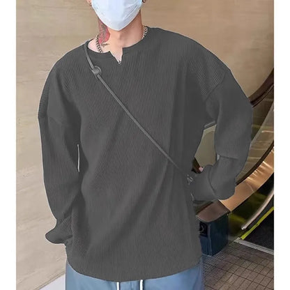 Loose Long-Sleeved Ribbed Drape Men's Sweater