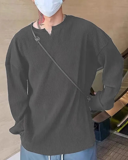 Loose Long-Sleeved Ribbed Drape Men's Sweater