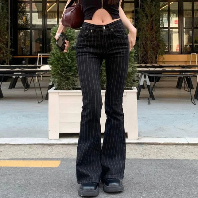 Women's Low Rise Bootcut Striped Flare Pants
