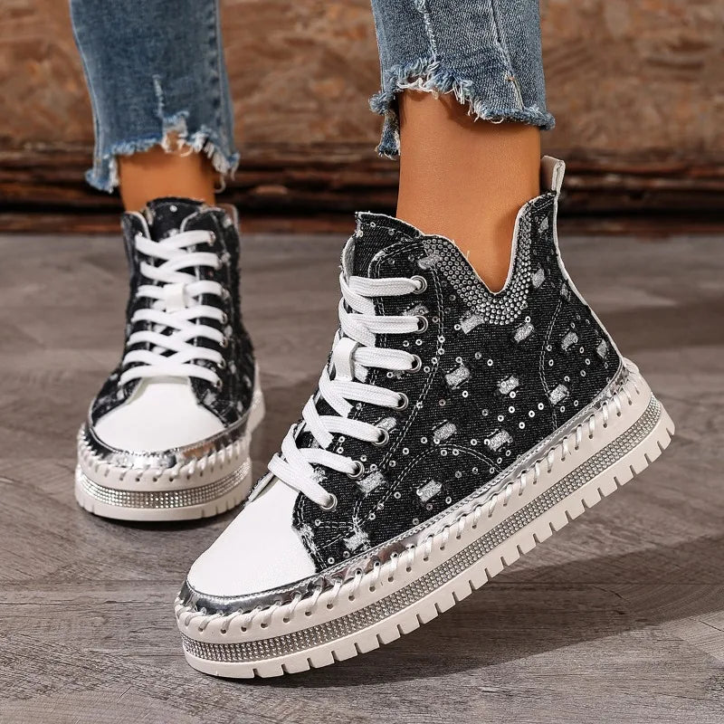 Women's Breathable High-Top Canvas Sneakers