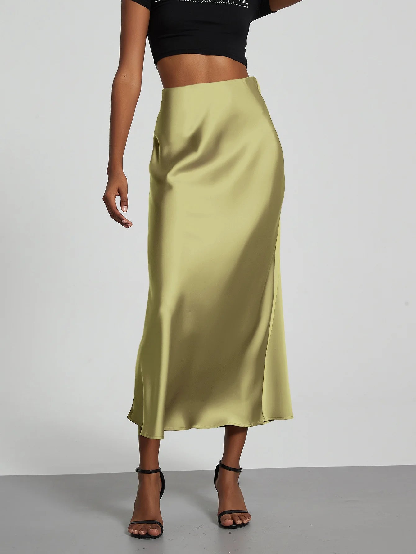 Women's Sophisticated High-Waisted Satin Maxi Skirt