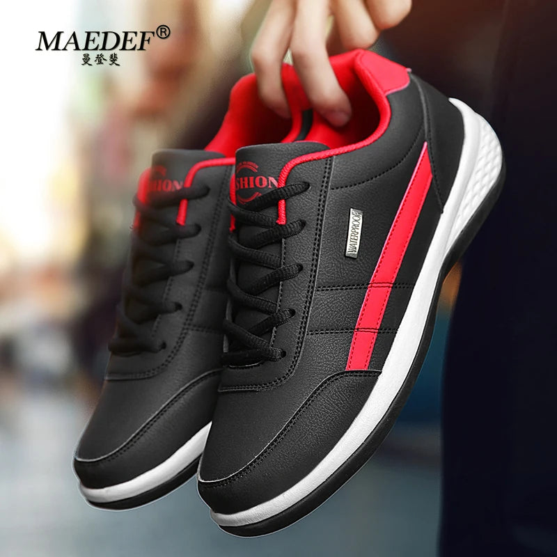 MAEDEF Men’s Waterproof Faux Leather Sneakers