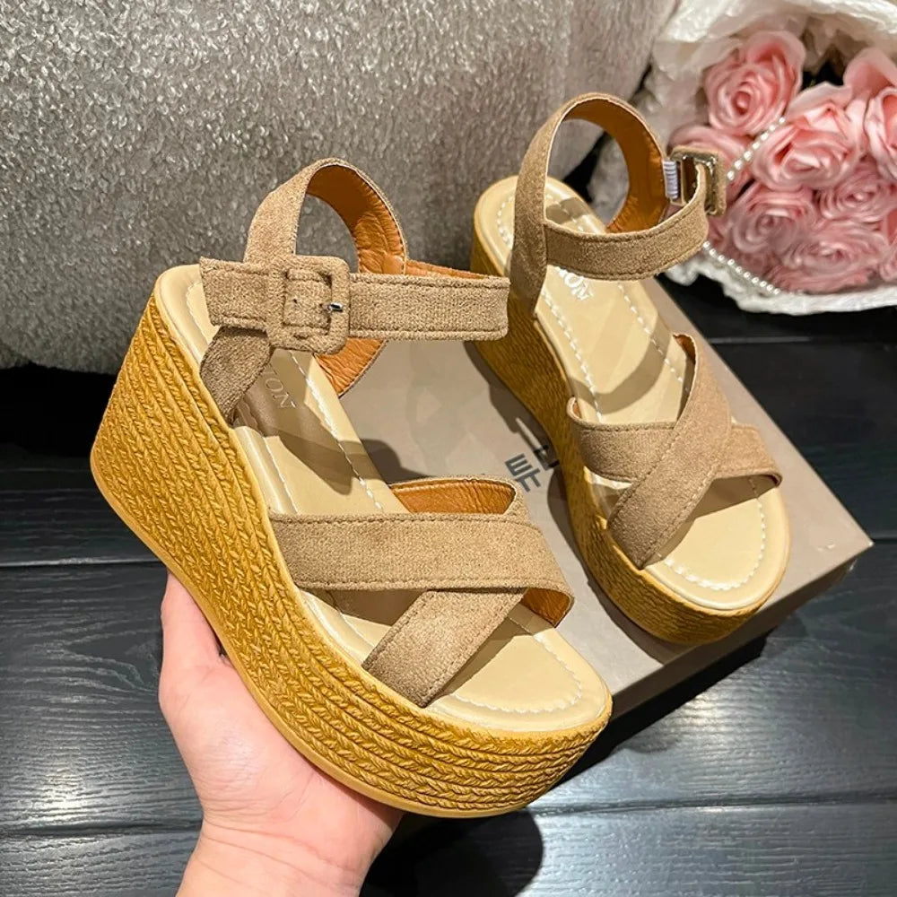 Women's 9cm High Heel Sandals – Platform Open Toe Shoes with Slope Hee