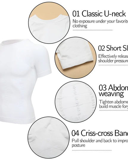 1/2 Piece Men's Body Shaper T-Shirt
