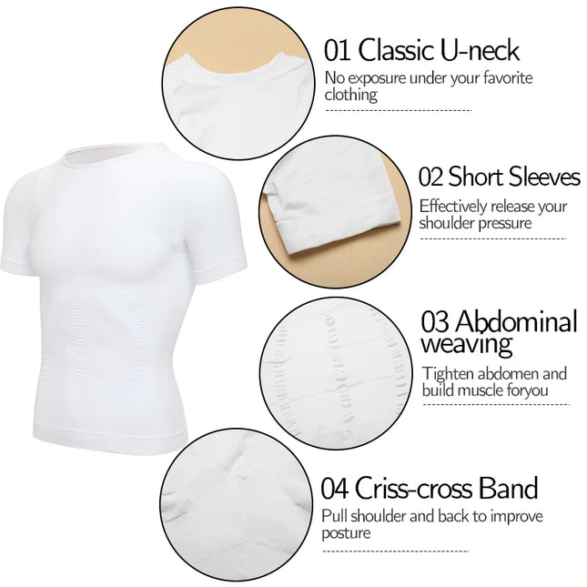 1/2 Piece Men's Body Shaper T-Shirt