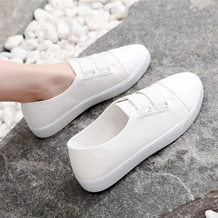 Lady's Classic Round Toe Canvas Lace-Up Sneakers - Comfortable & Stylish Women's Casual Shoes