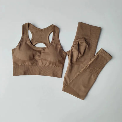 High Waist Seamless Leggings and Bra Set for Women