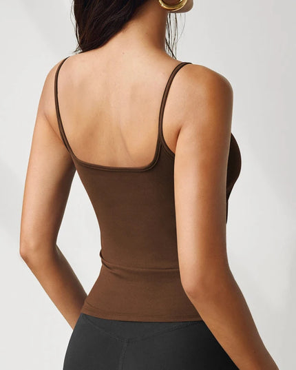 TERMEZY Women's Square Neck Slim Fit Tank Top with Thin Straps