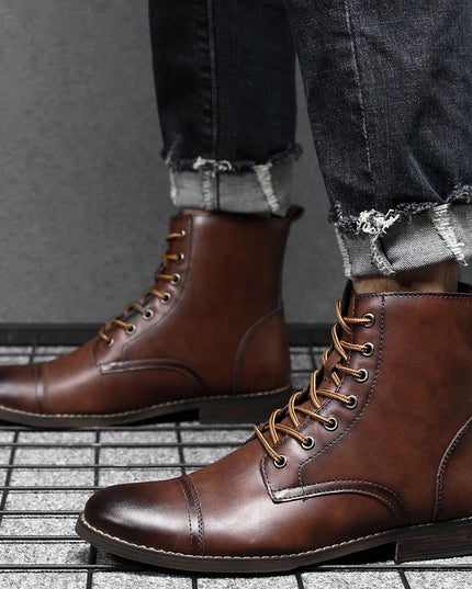 Men's Height Increasing Boots – 8CM Elevated Dress Shoes with Built-in Heel Lift