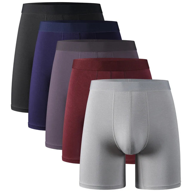 Men's Long Leg Boxer Briefs Multipack - 95% Bamboo Fiber & 5% Spandex