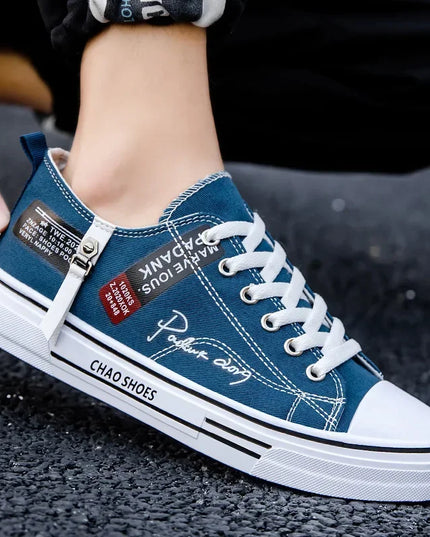 Men's Graffiti-Print Canvas Lace-Up Sneakers