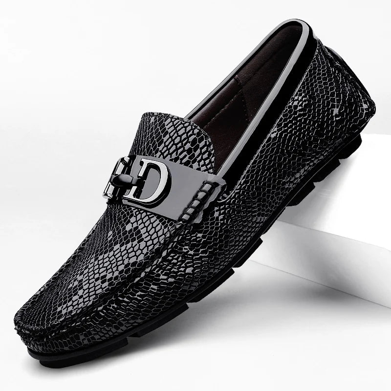 Men's Luxury Cowhide Loafers With Buckle Decoration