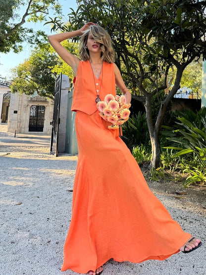 Women's Two Piece Vest & Skirt Set