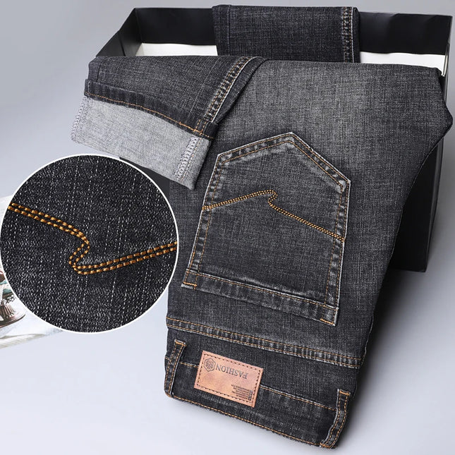 Men's Vintage Wash Casual Stretch Denim Jeans
