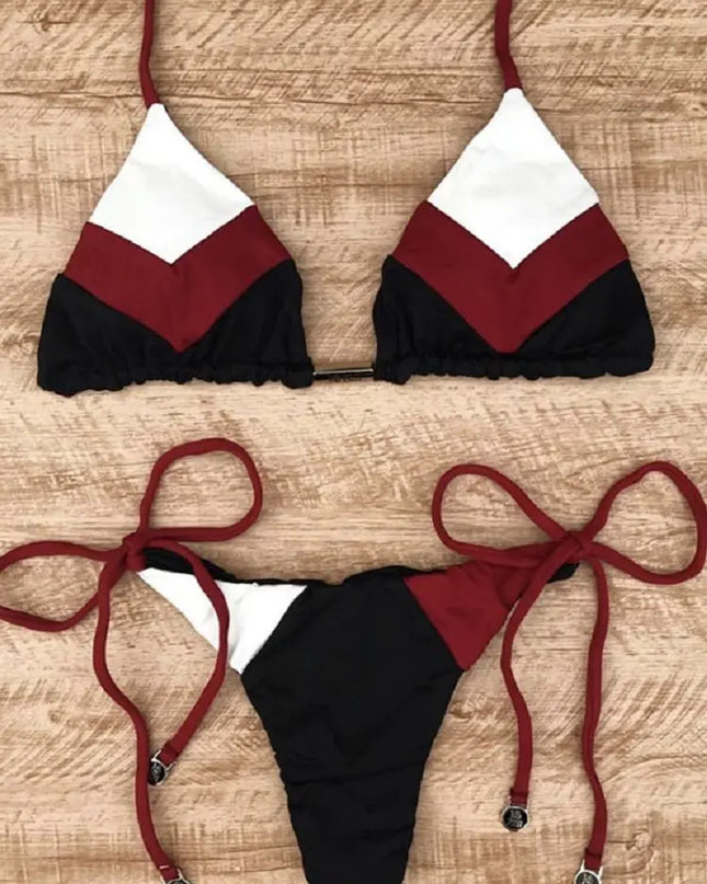 Tropical Plant Print Push-Up Micro Bikini with Thong Style Strings for Women