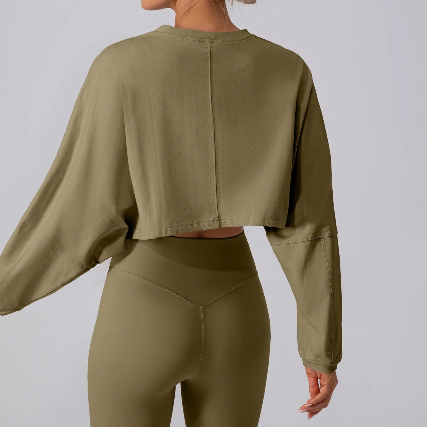 Women's Long Sleeve Sports Crop Top - Loose Fit Athletic Sweater
