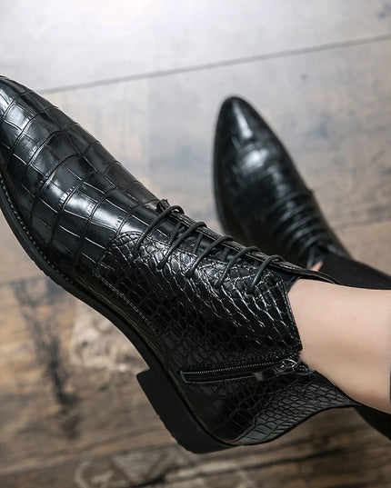 Low Heel Lace-Up Men's Leather Boots