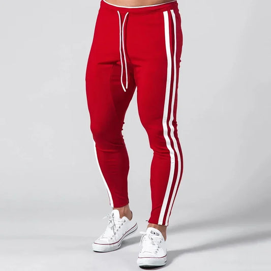 Men’s Fitness Striped Drawstring Sweatpants – Athletic Training Joggers