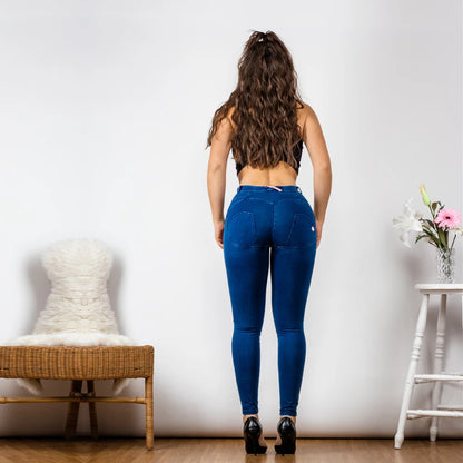 Mid Rise Super Stretch Straight Leg Jeans