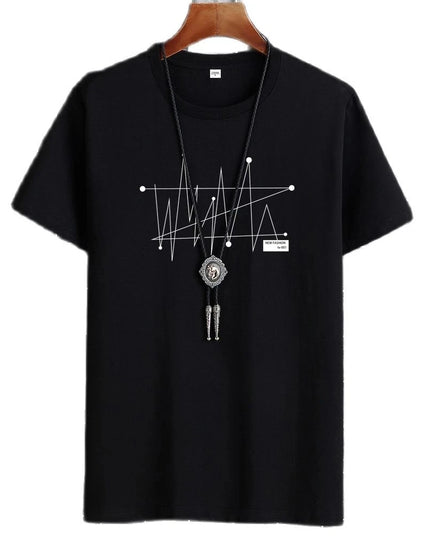 Men's Patterned T-Shirt - Loose Fit, 100% Cotton