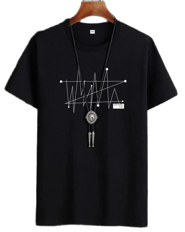 Men's Patterned T-Shirt - Loose Fit, 100% Cotton