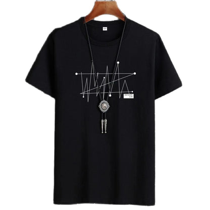 Men's Patterned T-Shirt - Loose Fit, 100% Cotton
