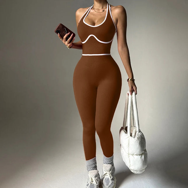 Women's One-Piece Bodysuit Yoga Set