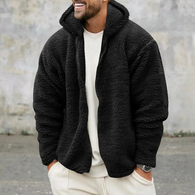 Men's Fleece Warm Hoodie Jacket - Loose Fit