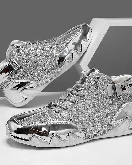 Men's Glossy High-Top Sneakers – Stylish & Durable Men's Shoes