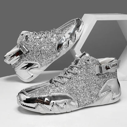 Men's Glossy High-Top Sneakers – Stylish & Durable Men's Shoes