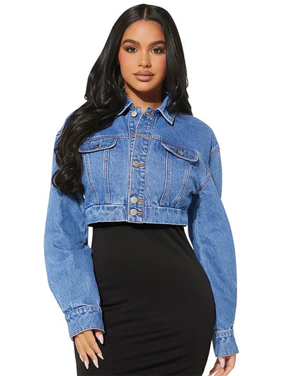 High-Waisted Cropped Jacket for Women - Slim Fit