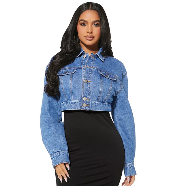 High-Waisted Cropped Jacket for Women - Slim Fit