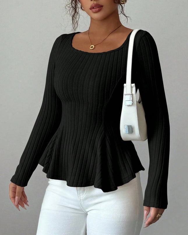 Women's Square Neck Long Sleeve Top Sweater