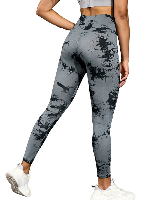 Seamless High-Waisted Tie-Dye Yoga Leggings – High Elasticity